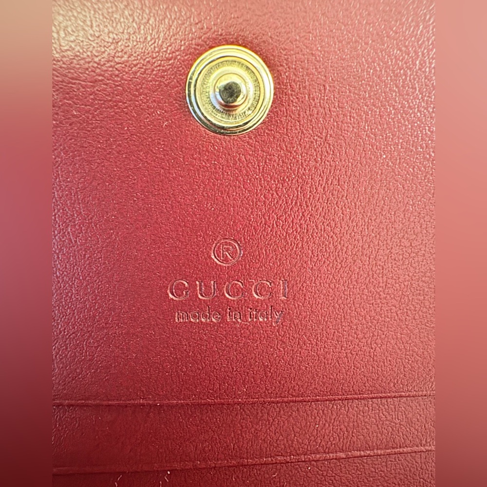 Gucci GG Marmont Rosso Ancora Red Matelassé Chevron Wallet Double G Gold 466492 - Picture 9 of 12